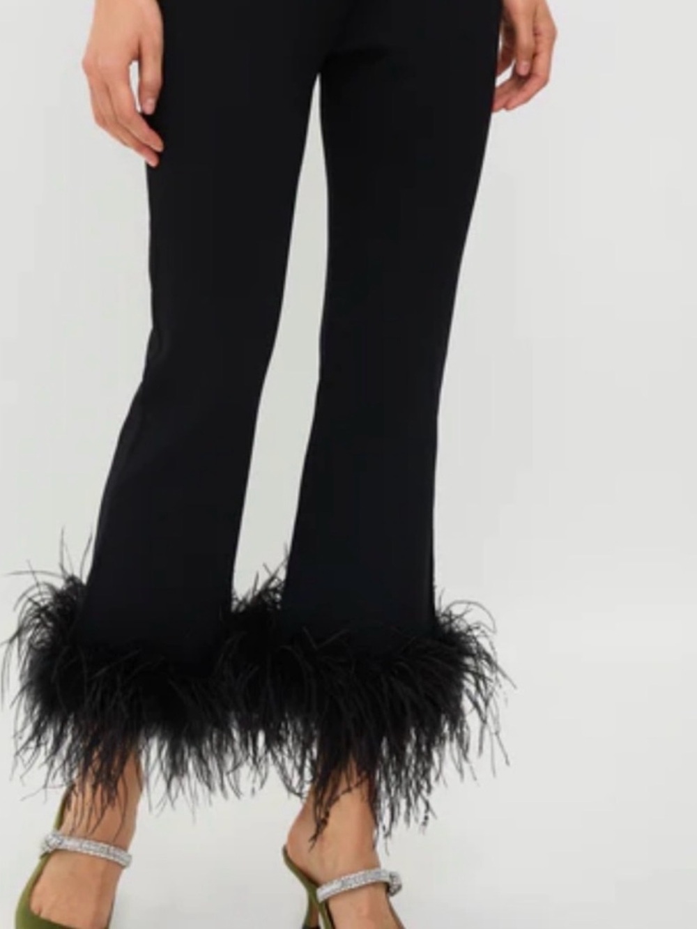 Tuckernuck Black Feather-Trim Flare Pants